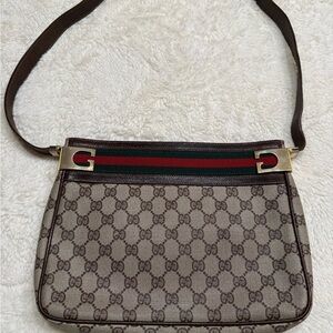 Gucci Beige and Green Shoulder Bag